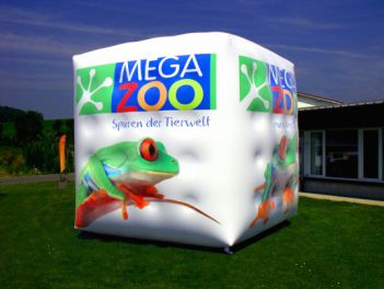 Werbewürfel für MegaZoo 4x4x4m
